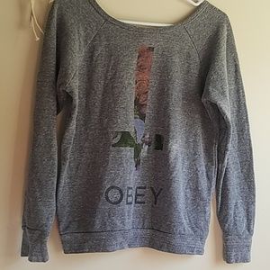 Grey and Floral OBEY Sweater